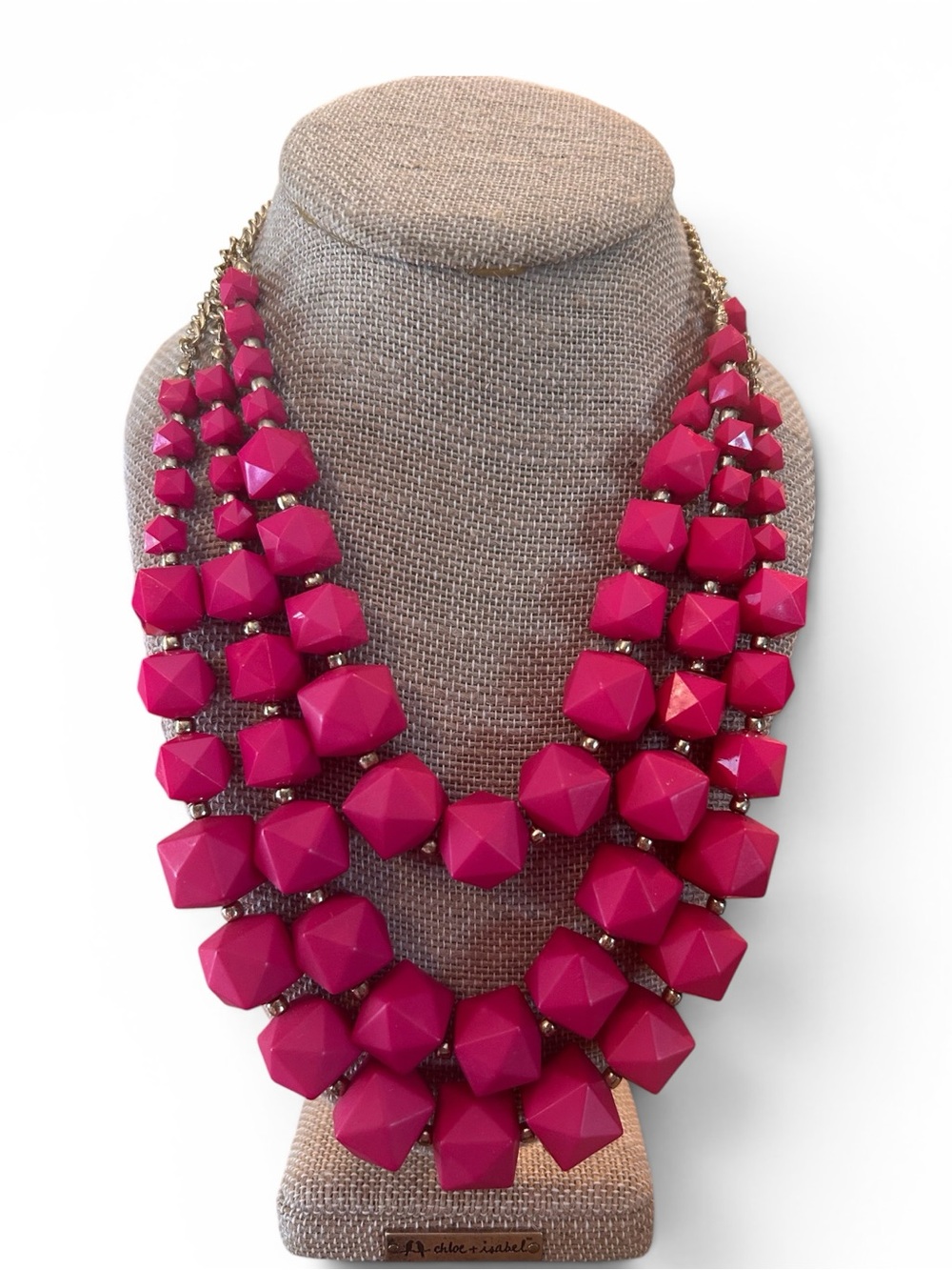 Charming Charlie Fuchsia Multi-Strand Geometric Statement Necklace